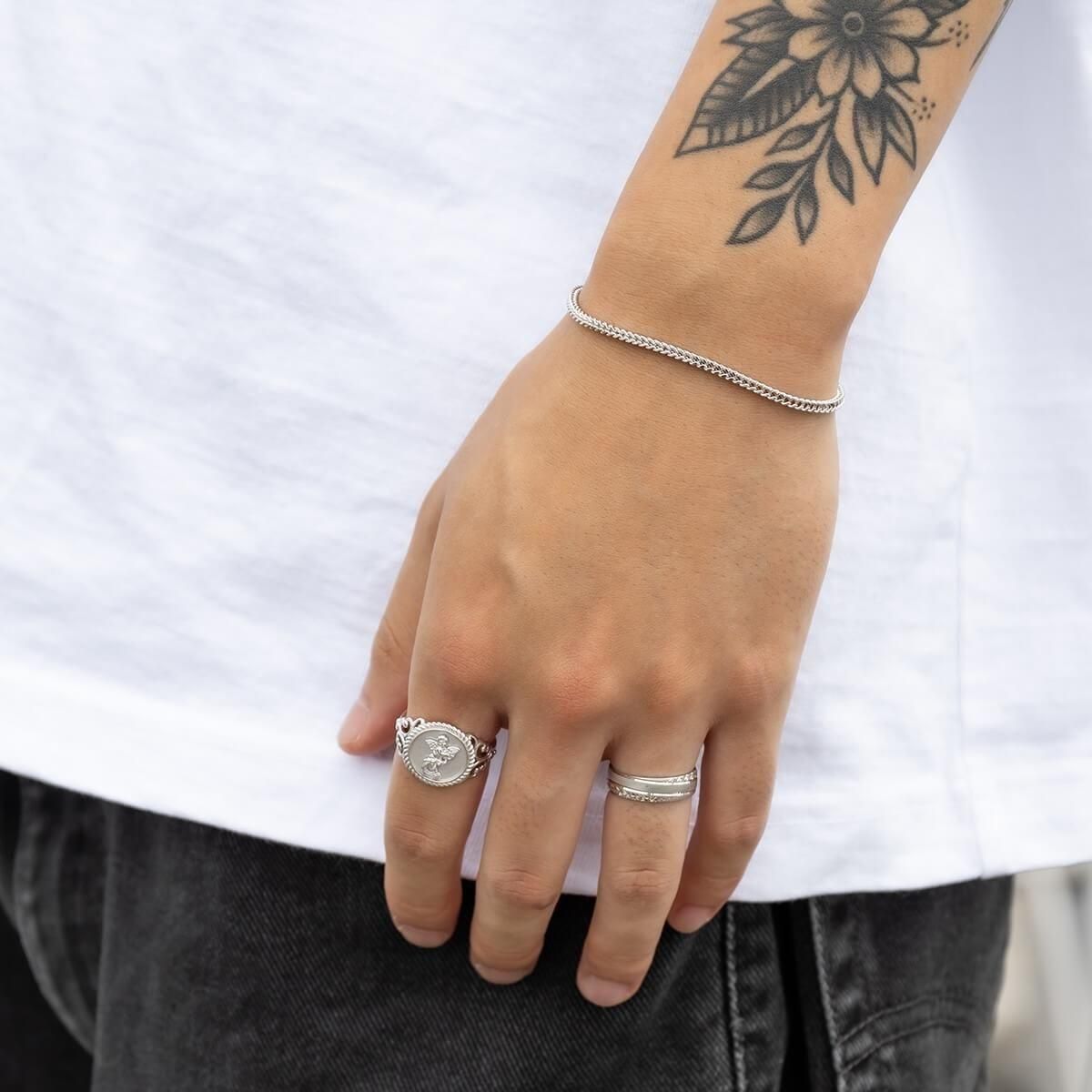 10K ホワイトゴールド フランクリンブレスレット 幅2mm 17cm-19cm