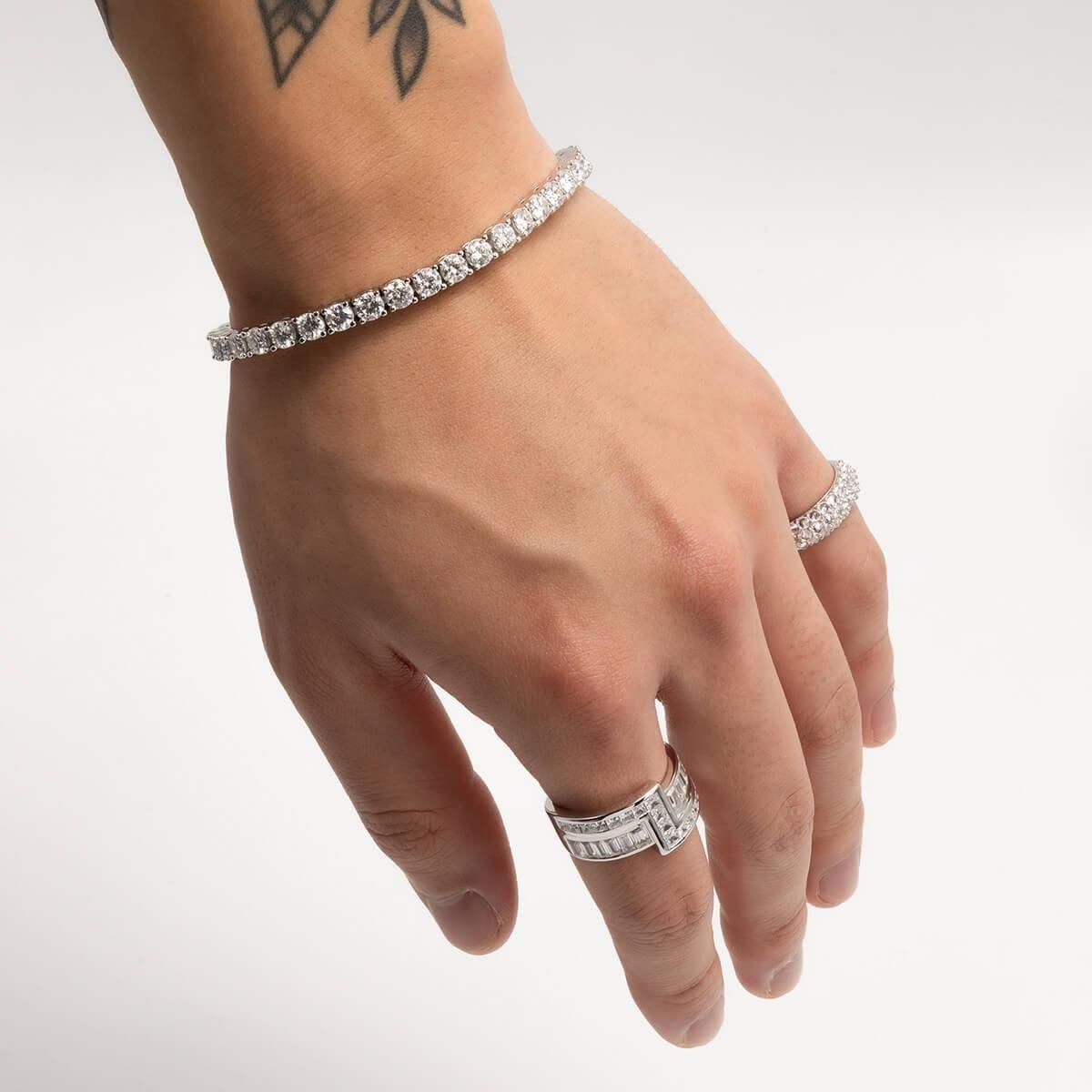 モアサナイト シルバー テニスブレスレット 幅4mm 17cm-20cm HBL-D042