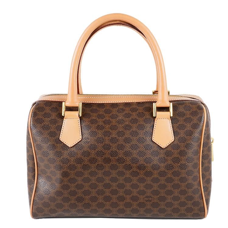 マカダム柄ミニボストンバッグM15/2 ブラウン×ベージュ ヴィンテージ