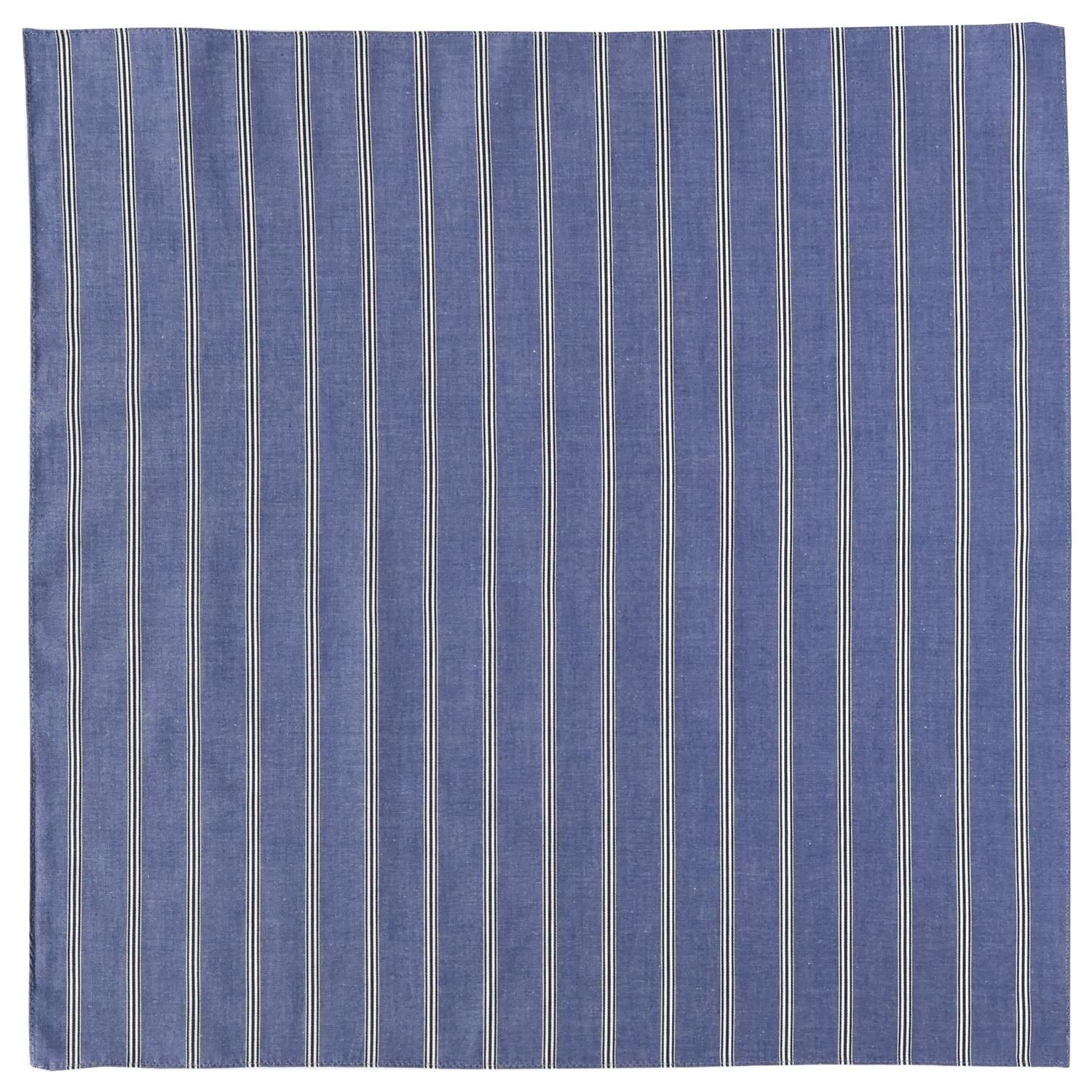 ネイビーオーガニックサテンストライプハンカチ | H TOKYO ハンカチ