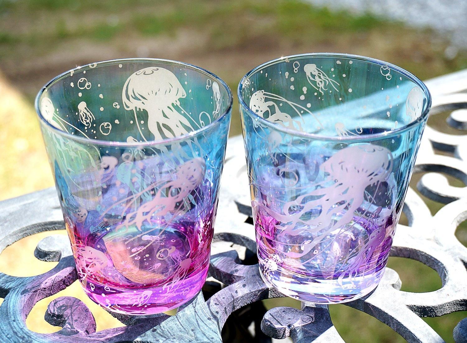 揺々海月【Cobalt】 | クラゲ彫刻グラス - crafterior / クラフテリア