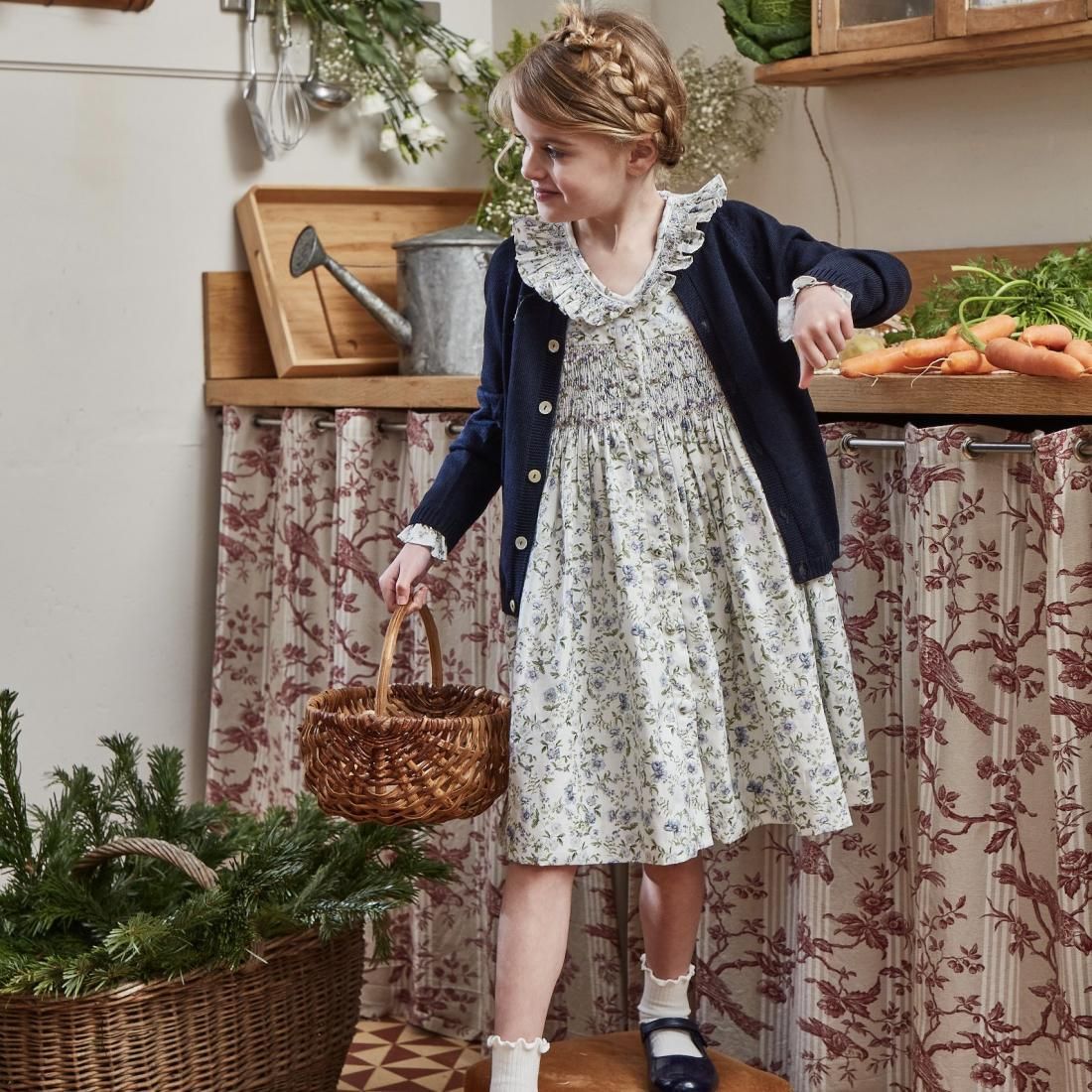 Kidiwi スモッキングワンピース | ロマンティックブルー - 一針一針