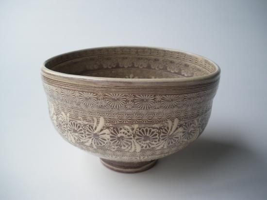 紫三島茶碗 サ-33 (共箱)森里陶楽 - 茶道具販売 栗林園