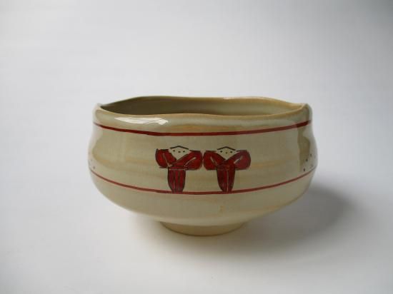赤膚焼 奈良絵茶碗 (共箱)大塩昭山窯 - 茶道具販売 栗林園
