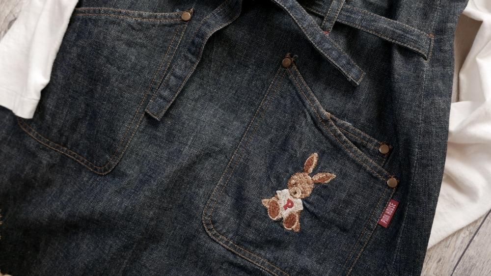 PINK HOUSE うさぎ刺繍 サロペットジャンパースカート PINK HOUSE