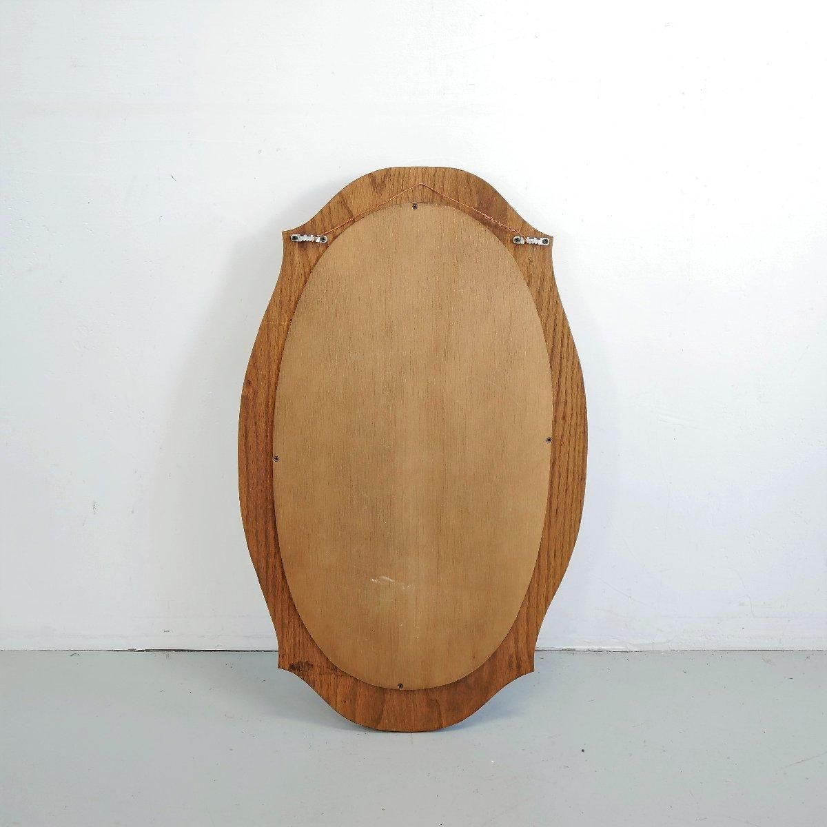 アメリカ ヴィンテージ フック付き壁掛け鏡 オーク材 ミラー ウォール