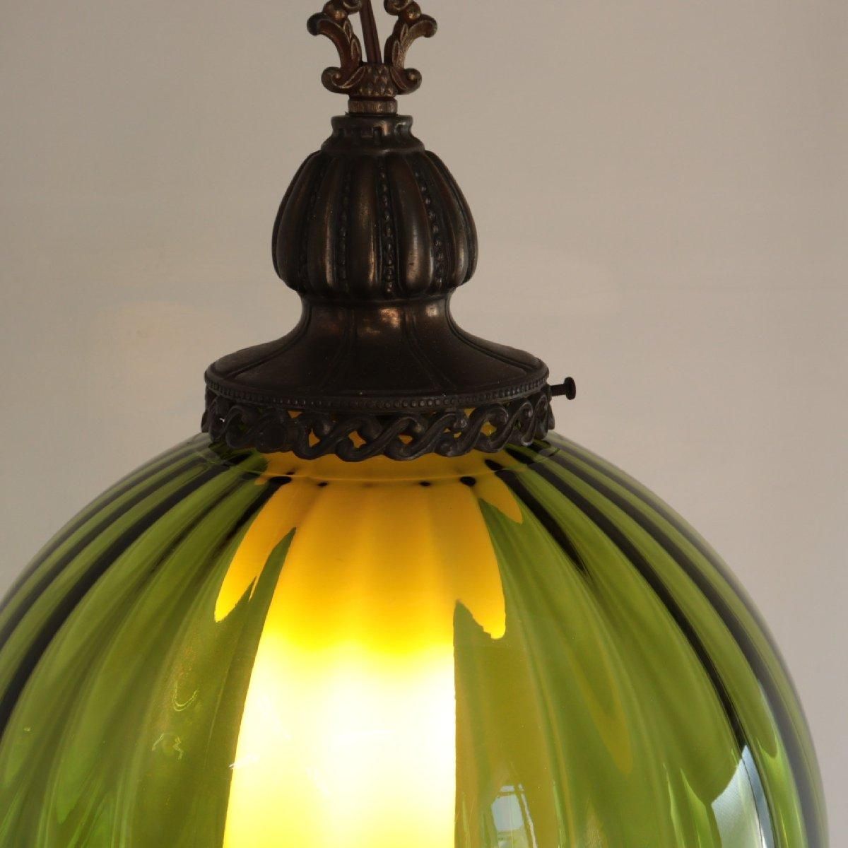 ヴィンテージ カラーガラス ペンダントライト アメリカ アンティーク