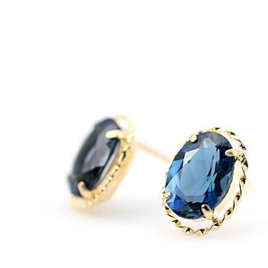 11月誕生石のプレゼント K18YG ロンドンブルートパーズ ピアス 11月の