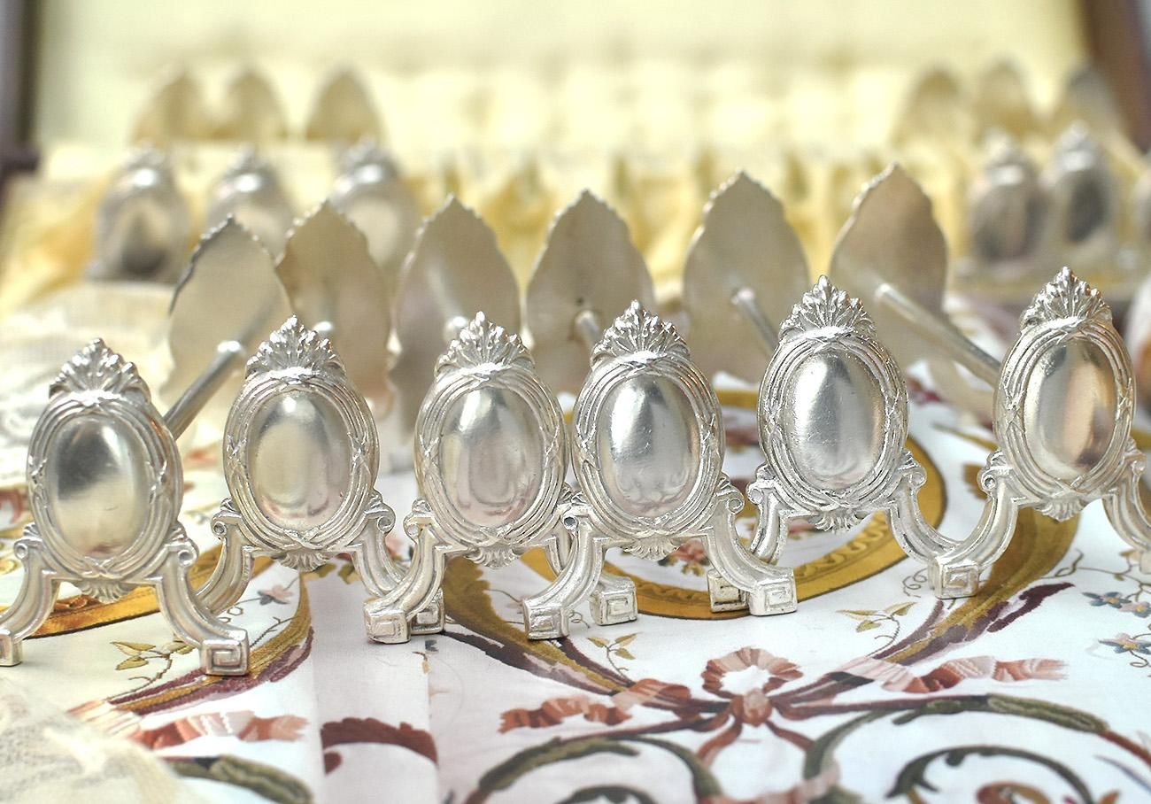 仏アンティーク銀器【シルバープレート】ナイフレスト◇6組◇ネオ