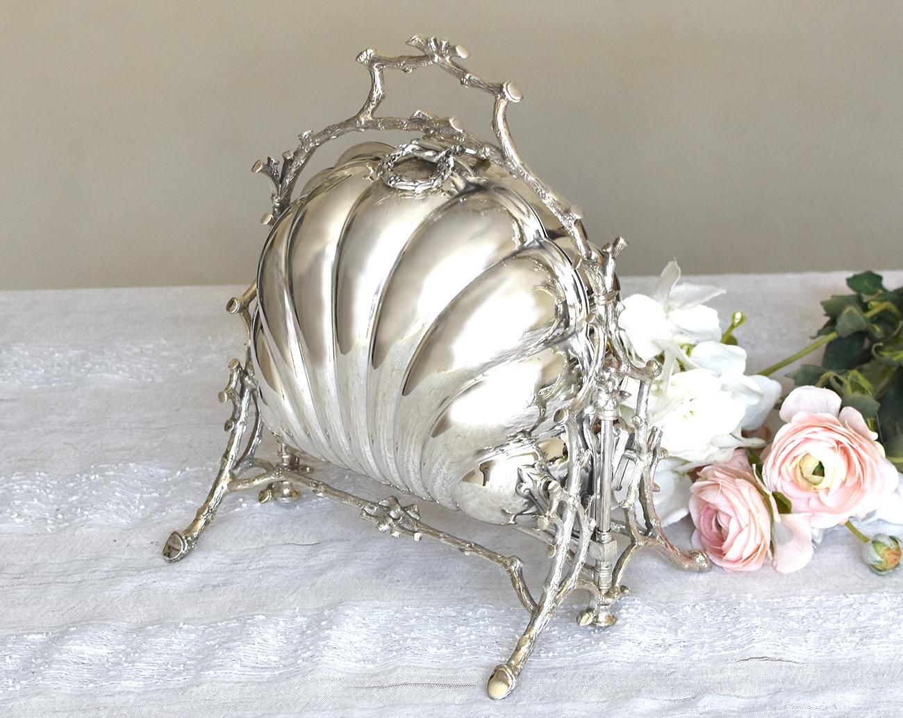 英国アンティーク銀器【シルバープレート】ビスケットウォーマー 1877