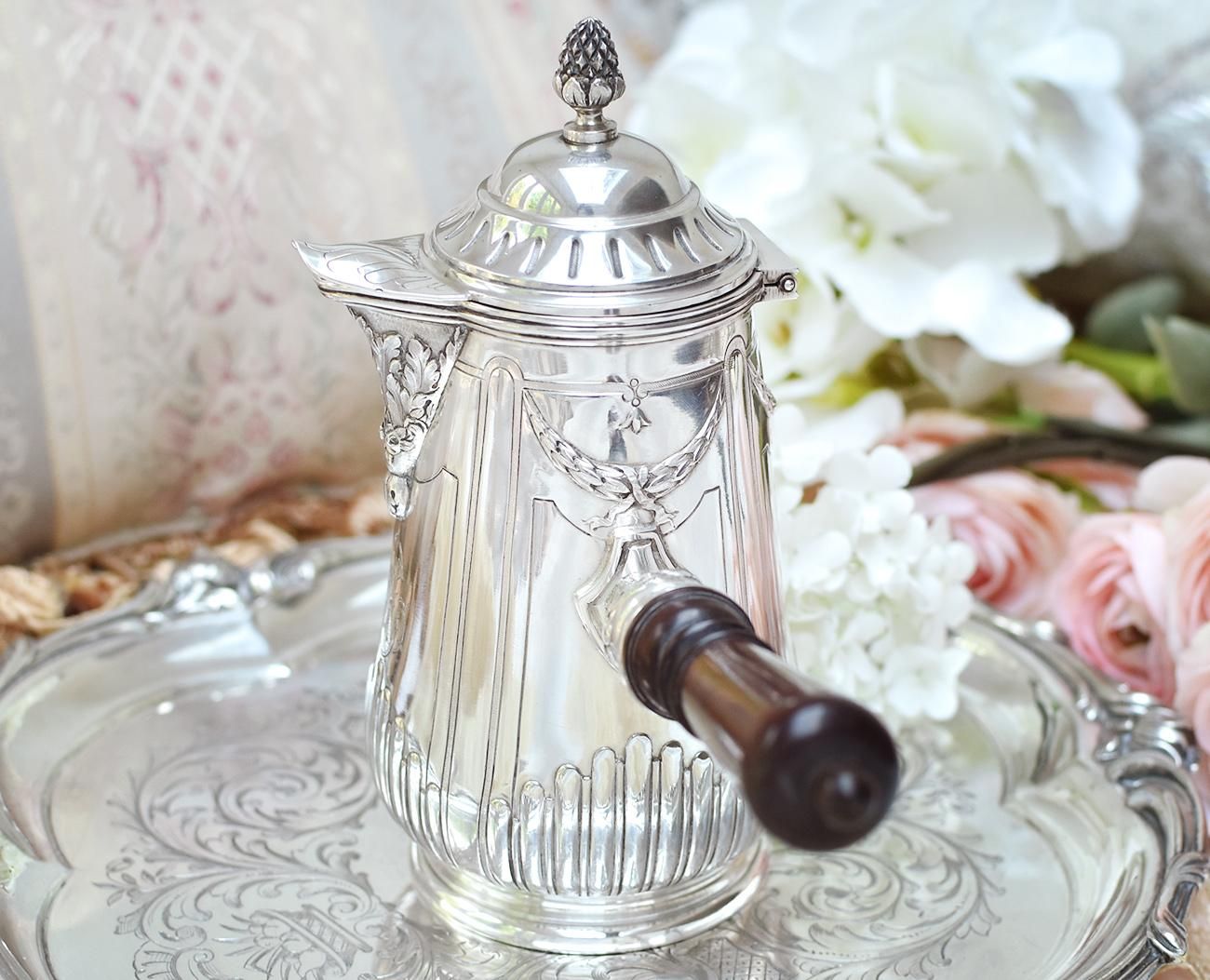 仏アンティーク銀器【銀950】コーヒーポット/チョコレートポット c