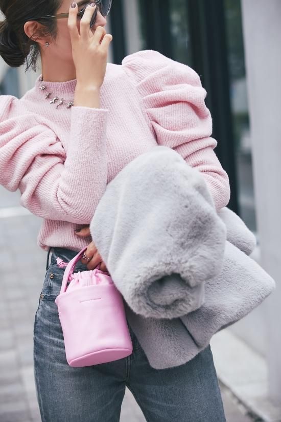 ブークレパワーショルダーニット(ピンク) - seventen