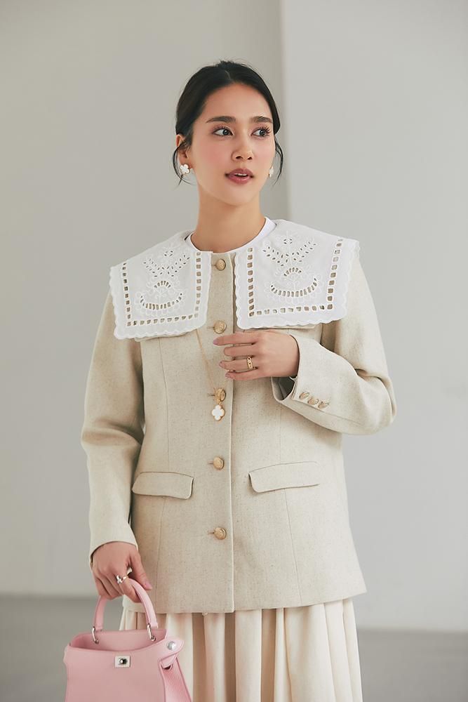 スクエアカラー2WAYジャケット(ベージュ) - seventen