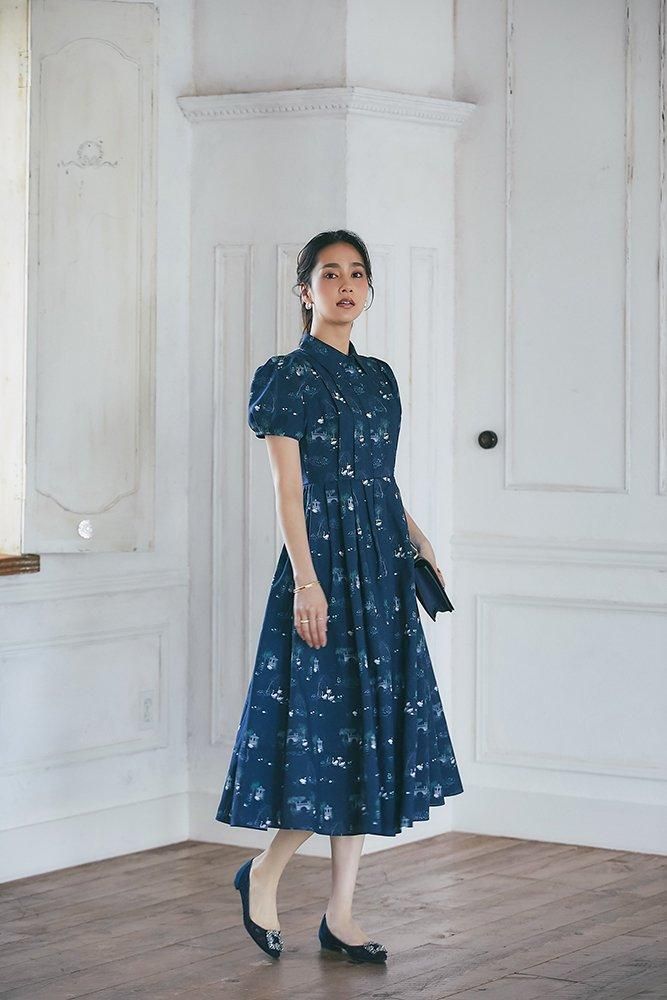 再入荷】スワンプリントワンピース(ダークネイビー) - seventen