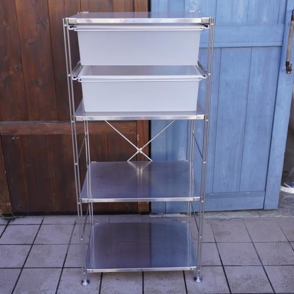 無印良品(MUJI)の人気のステンレスユニットシェルフです！引き出し付き