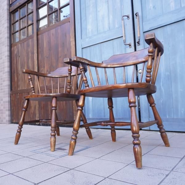 値下げ/九州民芸家具の樺無垢材を使用したキャプテンチェア 2脚セット