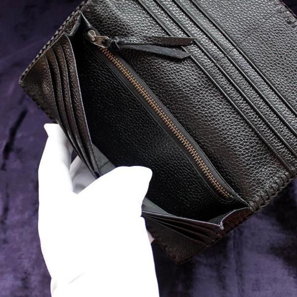 スティングレイ・エイ革長財布/キャビアブラック/ブラックレース編み