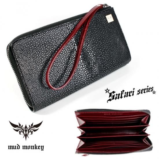 L字ラウンドファスナー長財布/スティングレイ・エイ/ブラック