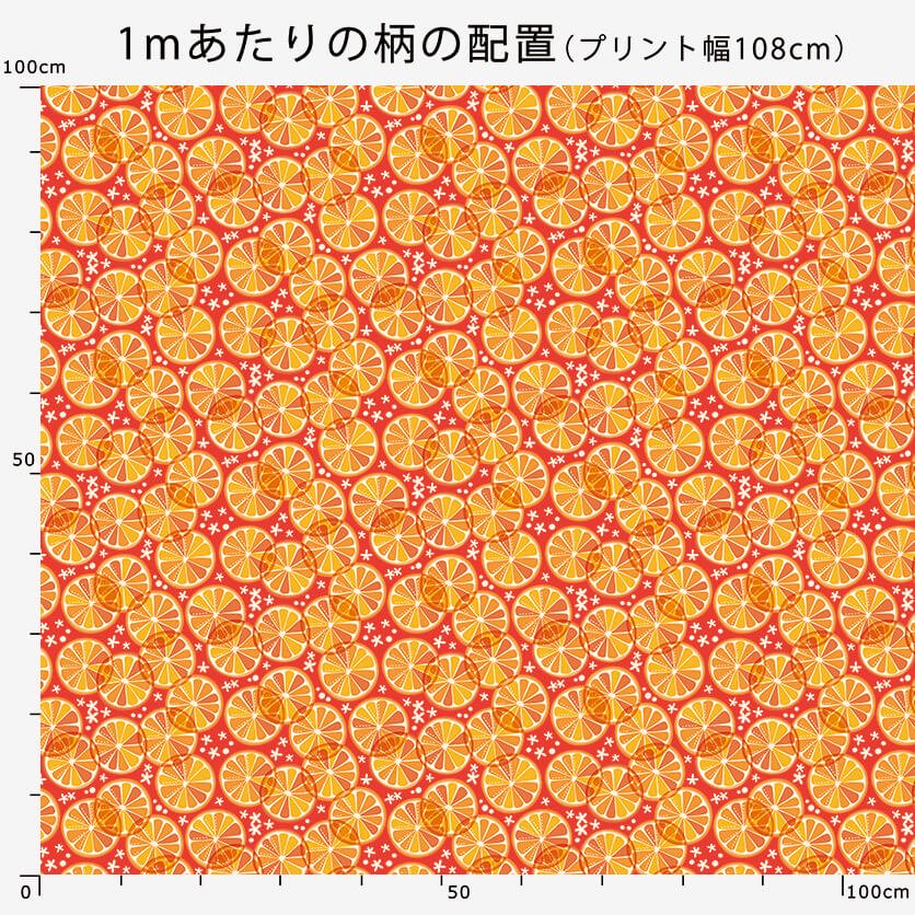 オレンジ・パラダイス（ターコイズグリーン）フルーツ柄- 布・生地の