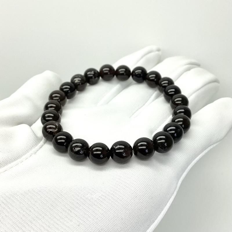 黒平産黒水晶 AAA ブレスレット 8mm玉 】 モリオン 山梨県 黒平鉱山 黒