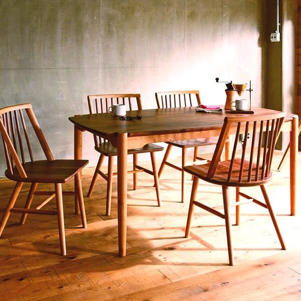 天然木)ツートン・ダイニングテーブル/ウォールナット天板＋オーク脚