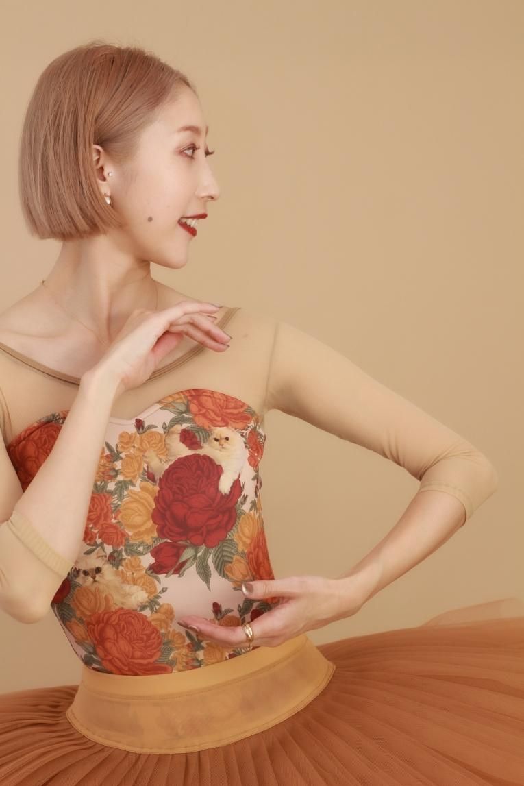 Peony cats】Sleeve design - Balletwear brand unoa