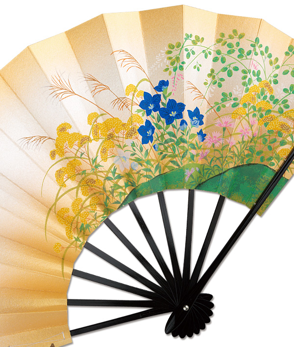 飾り京扇子 舞扇子タイプ 緑松/秋草 Xc002 - itotsune