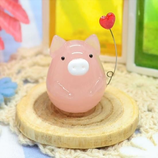 ガラス細工｜ハートと小鳥ブタ｜フォーカートグラスワークス