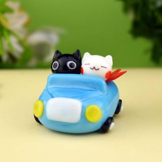 ガラス細工｜猫｜月ネコカップル｜フォーカートグラスワークス