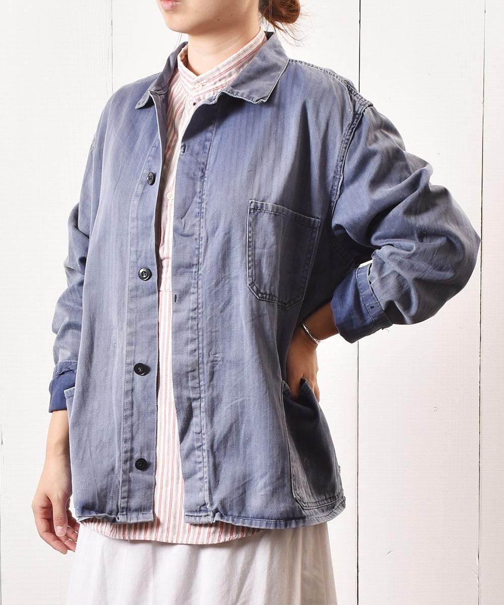 ユーロ ワークジャケット ヘリンボーン - 古着屋グレープフルーツ