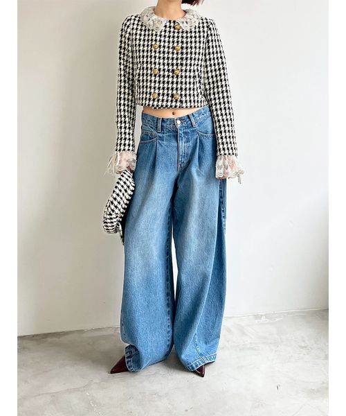 L.B CANDY STOCK]スカラップビジューアタッチドジャケット(508364597