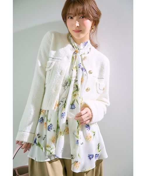 シルクブレンドアシメデコルテドレープリブニット(508650210)｜阪急