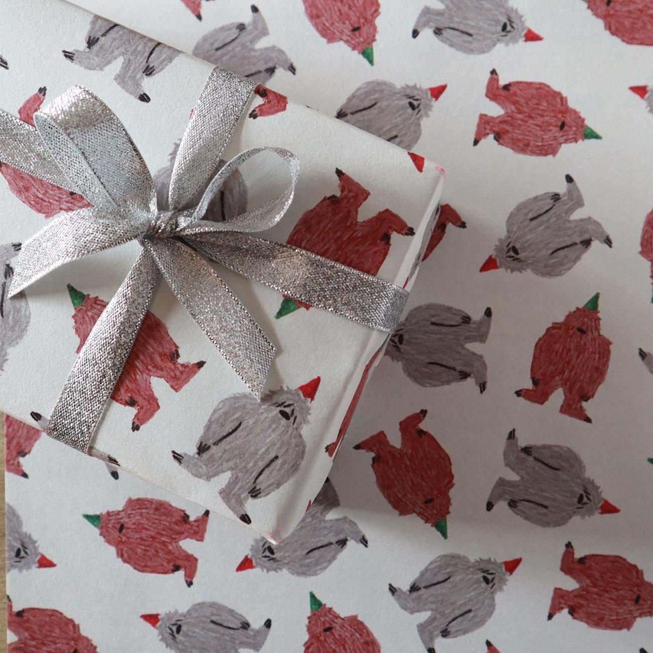 Party Yeti 柄 ラッピングペーパー/包装紙 5枚 - おしゃれな海外包装紙