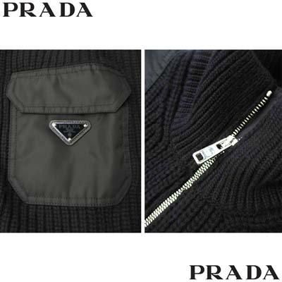 プラダ PRADA カーディガン ニット メンズ チェストポケット部分ワン