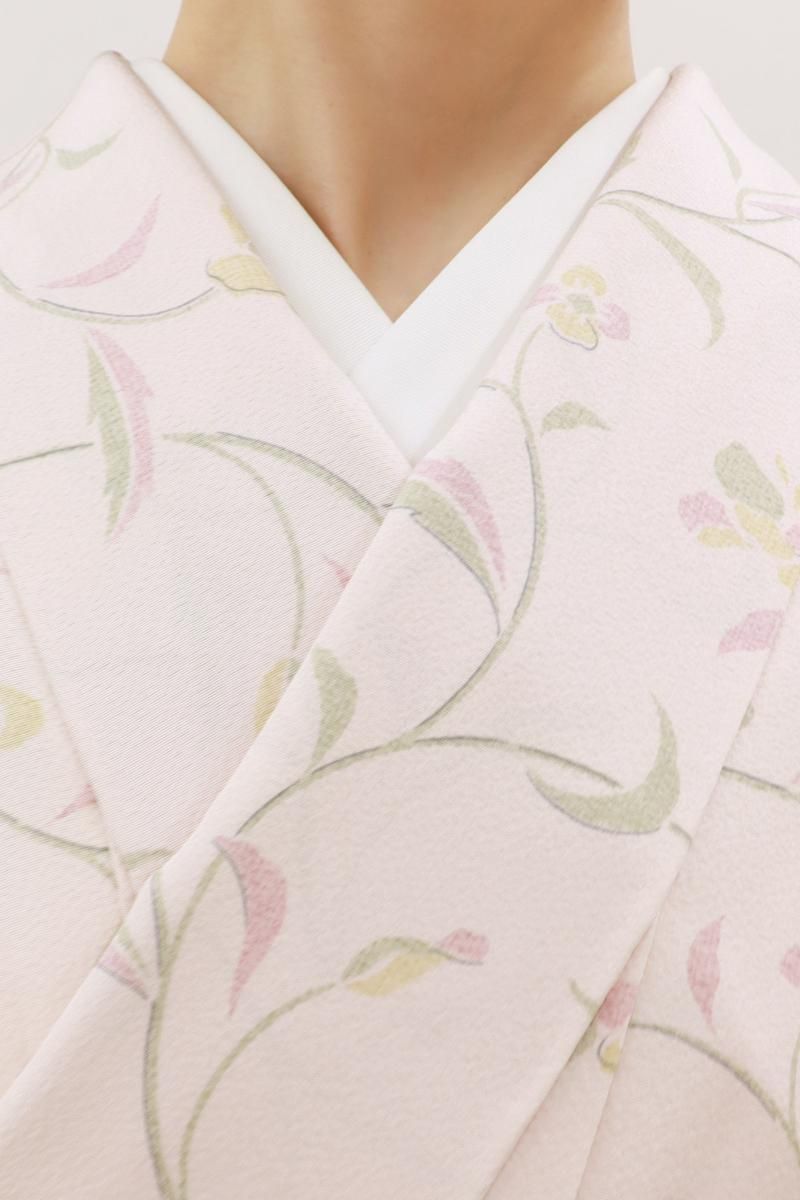 あおき【D-3634】小紋 ピンク色系 花唐草文 :身丈157.5/裄66.5 - 銀座