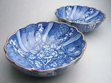 染付 捻祥瑞 中鉢 - 京焼清水焼 松韻堂