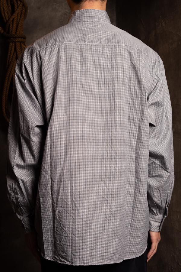 PORTER CLASSIC】SWISS COTTON STAND COLLAR CHECK SHIRTS- SLOW&STEADY -