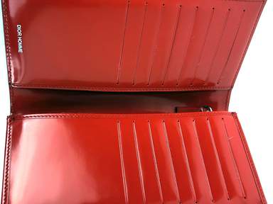 Christian Dior Homme Red Patent Leather Bifold Long Wallet Purse
