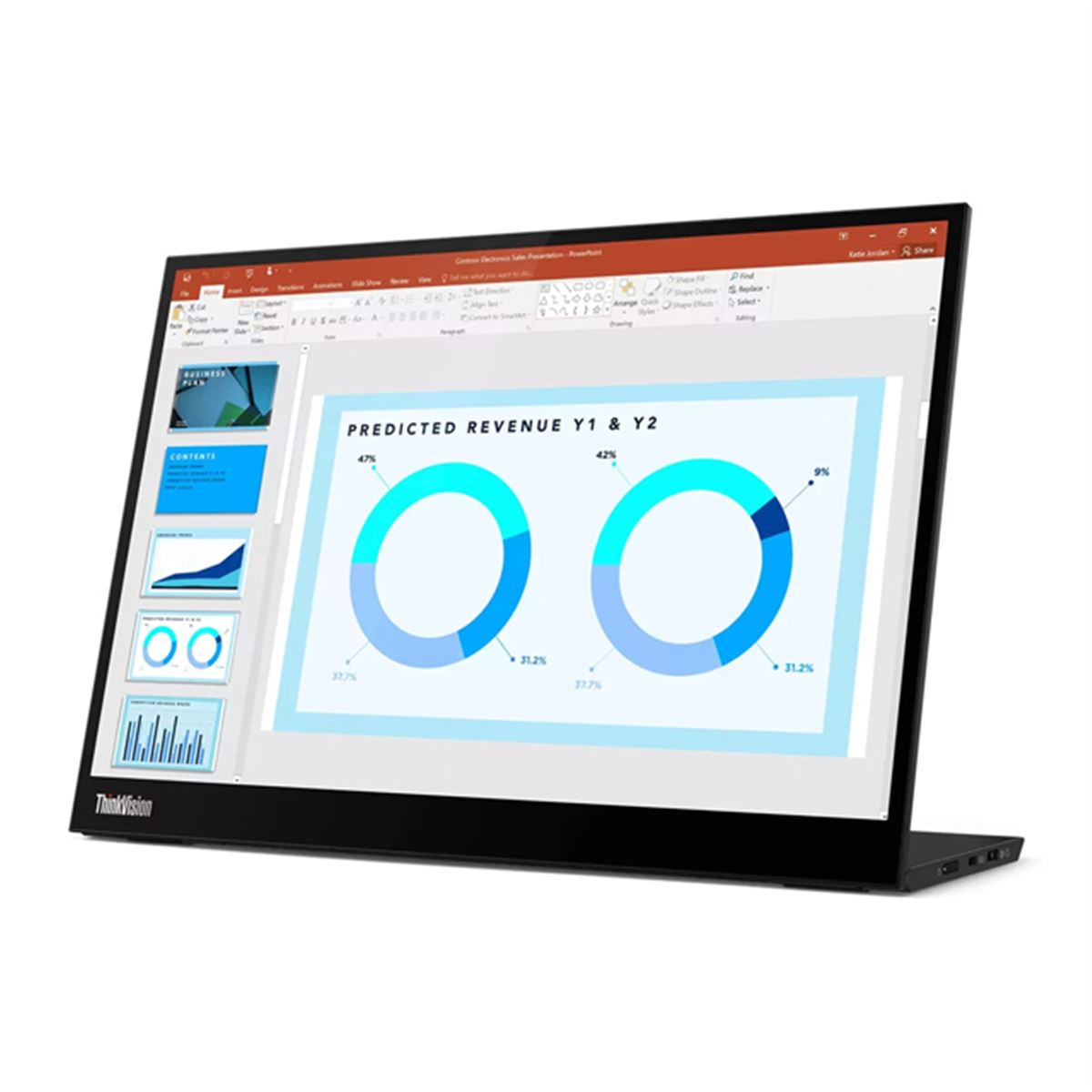 レノボ、重さ約600gの14型モバイル液晶「ThinkVision M14d」を48,400円