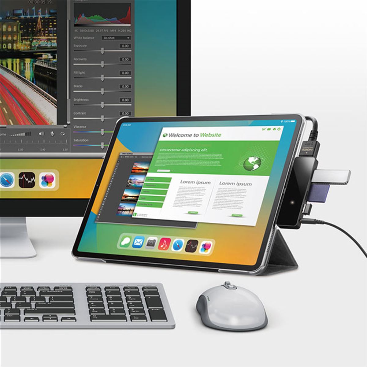 ロジテック、Type-C対応のiPad/iPhoneを“PCのように拡張”できる