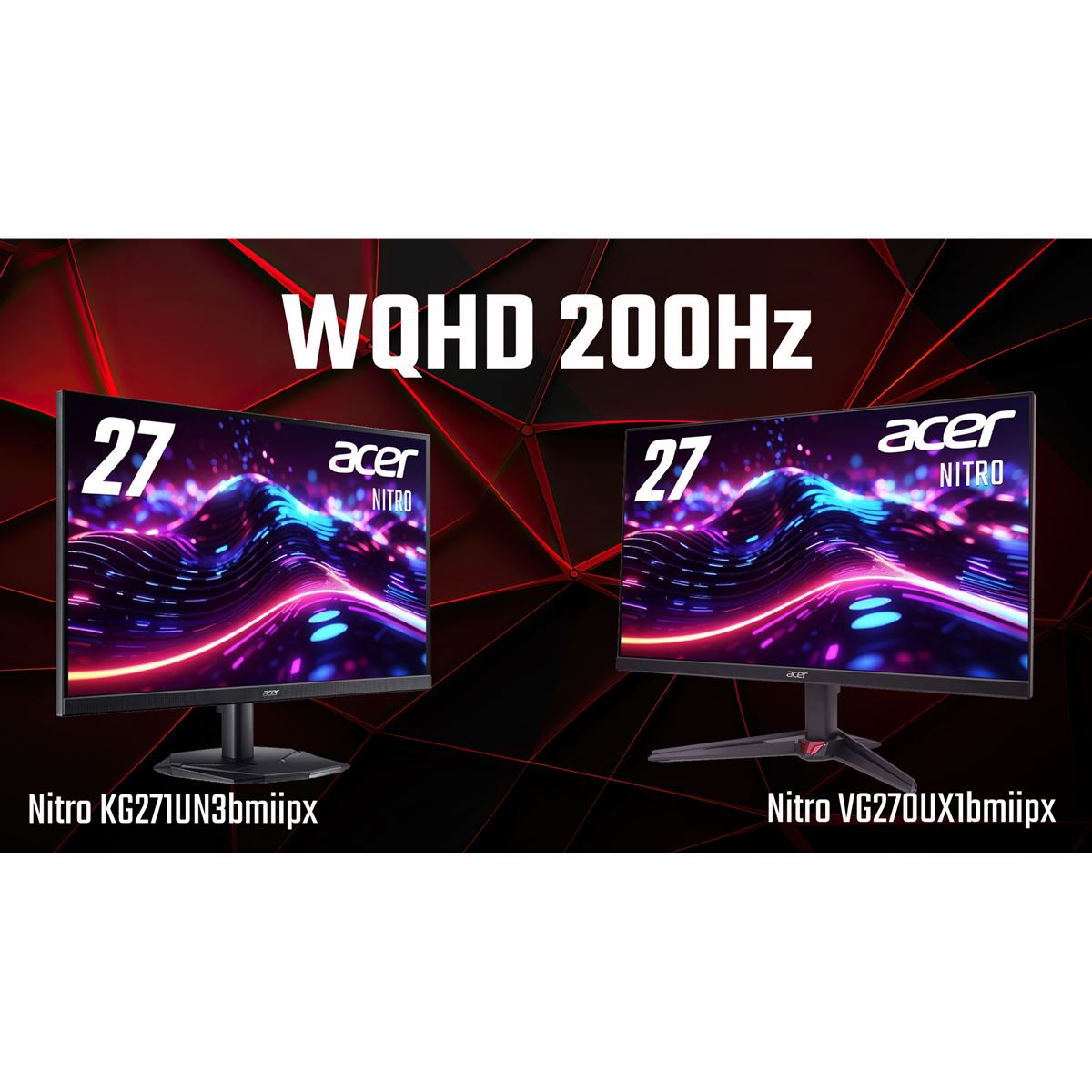 エイサー、スタンドデザインで選べる27型WQHDゲーミングモニター2機種