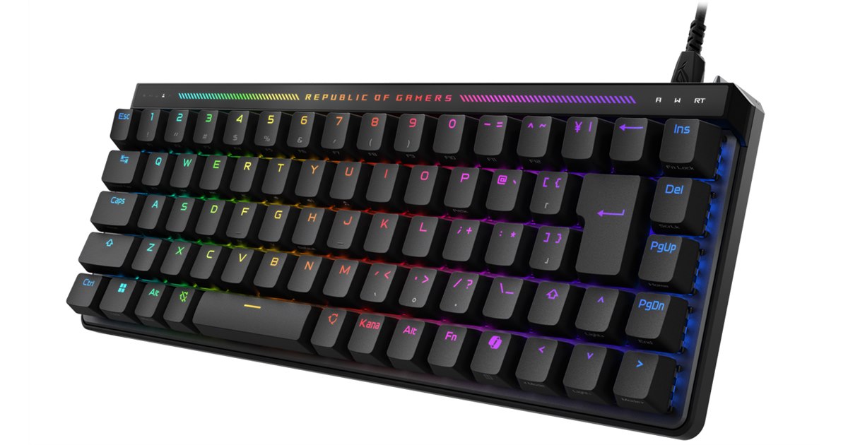 ASUS、65%ゲーミングキーボード「ROG Falchion Ace HFX」の日本語配列