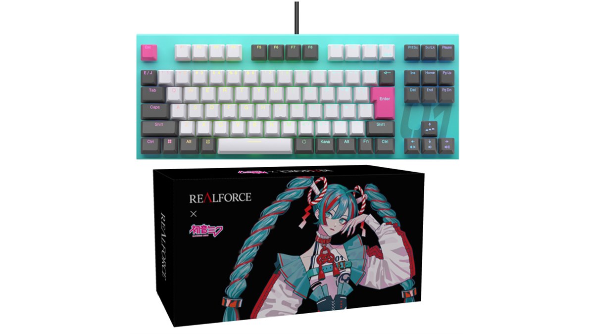 東プレ、数量限定「REALFORCE×初音ミク GX1 キーボード」予約開始
