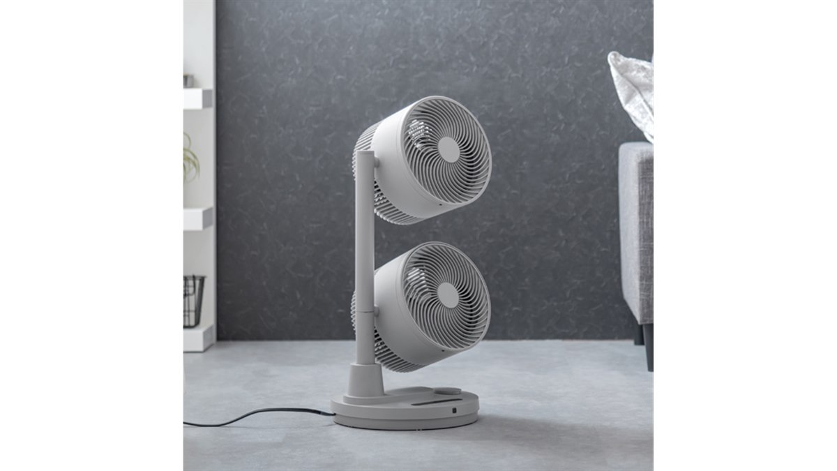 衣類乾燥/ヒーター」モード搭載で通年使える、2連ファン付き