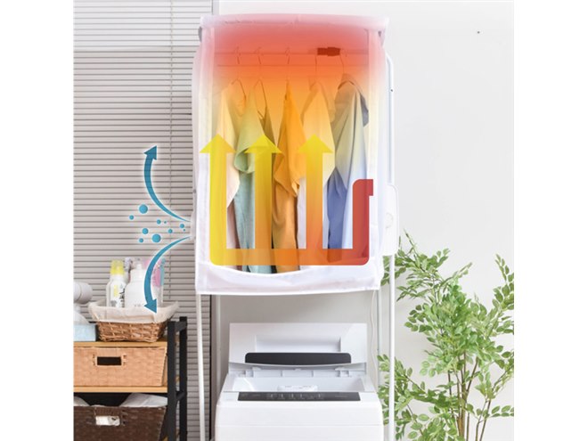 洗濯機上の空間を有効活用、出してそのまま干せる「ちょい足し衣類乾燥