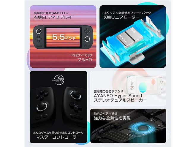 軽量約450gで「Ryzen 7 7840U」を搭載した5.5型ゲーミングPC「AYANEO