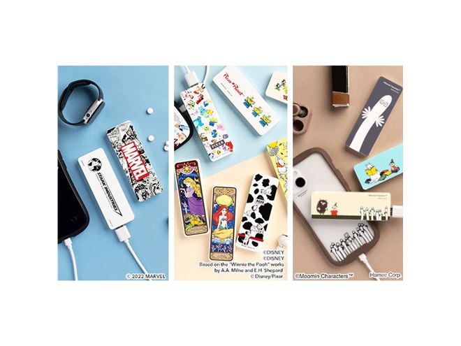 Hamee、ディズニー/ピクサー/マーベル/ムーミンの2400mAhモバイル