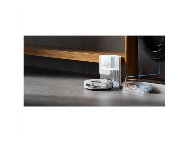 ゴミ収集ステーション＆水交換ステーションを設けたロボット掃除機