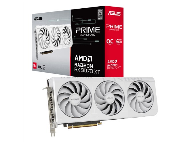 ASUS、「Radeon RX 9070 XT」を搭載したビデオカードのホワイト