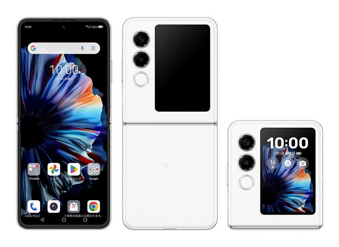 ワイモバイル、長方形の約3型サブ画面を搭載した縦折りスマホ「nubia